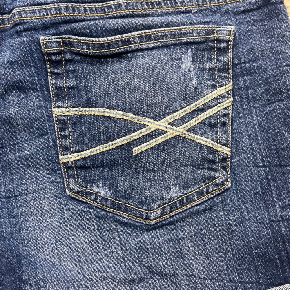 Aeropostale Womens Boyfriend Denim Shorts Dark Wash Cuffed Size 10 Stretch Blue - Picture 9 of 9